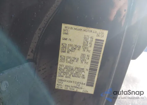 2014 Nissan Titan Sv from USA, damaged, VIN 1N6BA0CA1EN514988